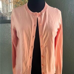 Women's Peach Coral Cardigan Button Up Ling Sleeve Sweater SZ M